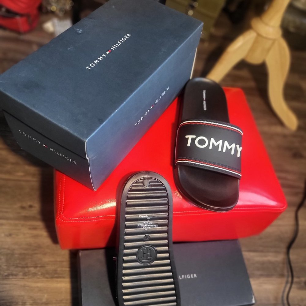 unisex Tommy Hilfiger open toe slides